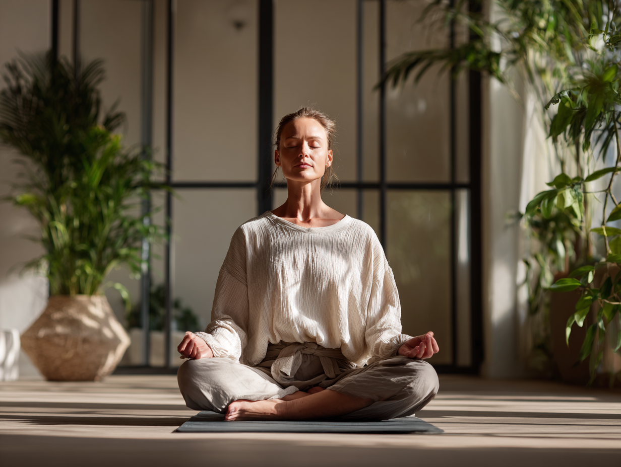 Група хора от различни възрасти практикуват йога заедно