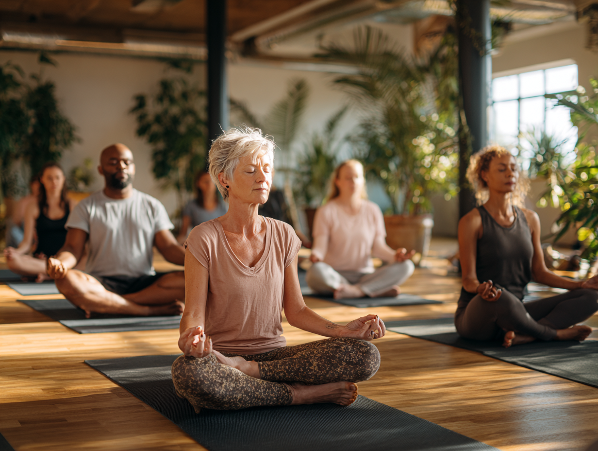 Жена практикува йога в спокойна обстановка